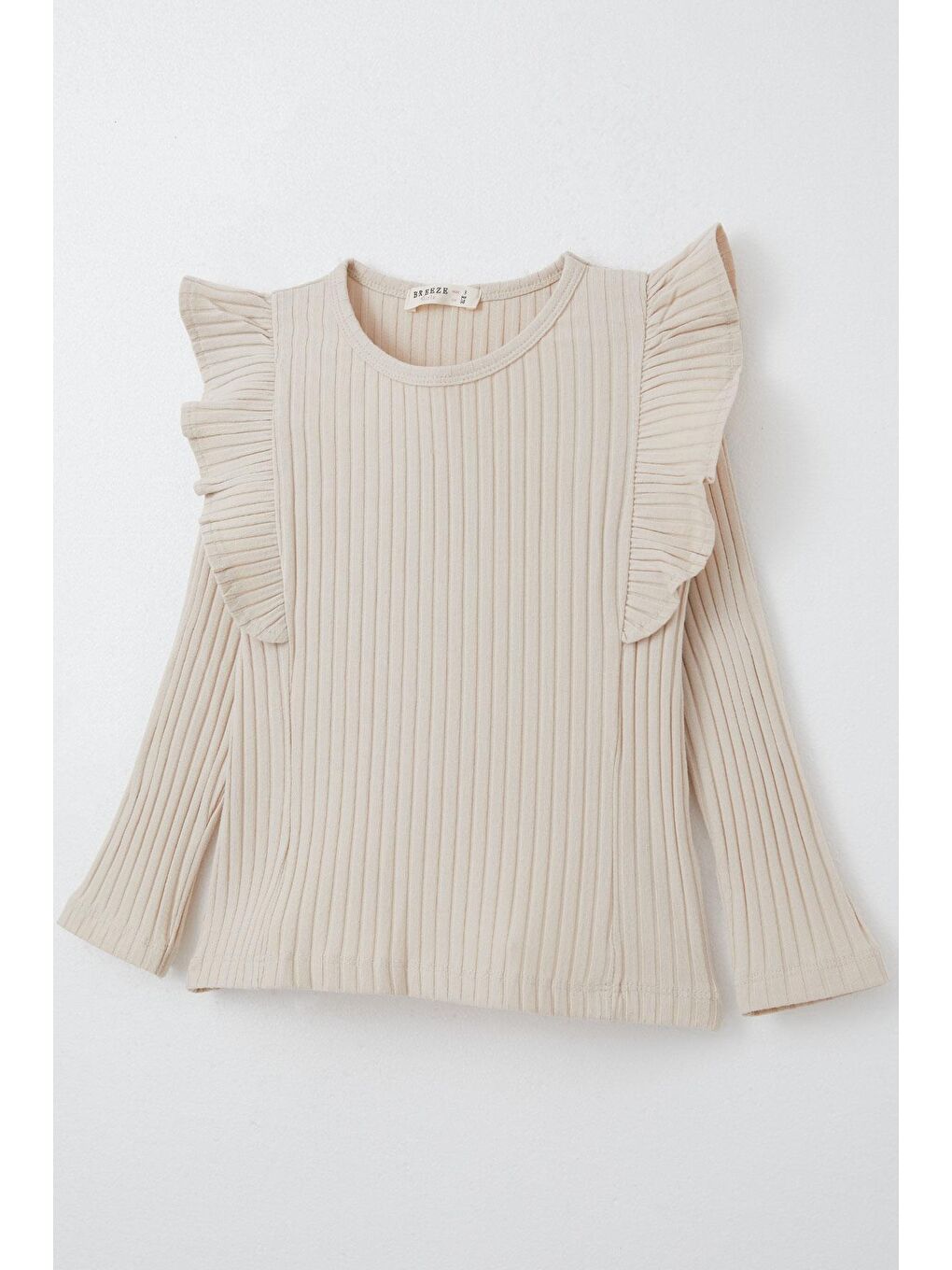 Kız Çocuk Uzun Kollu Tişört Fırfırlı Bej (2-6 Yaş)-2