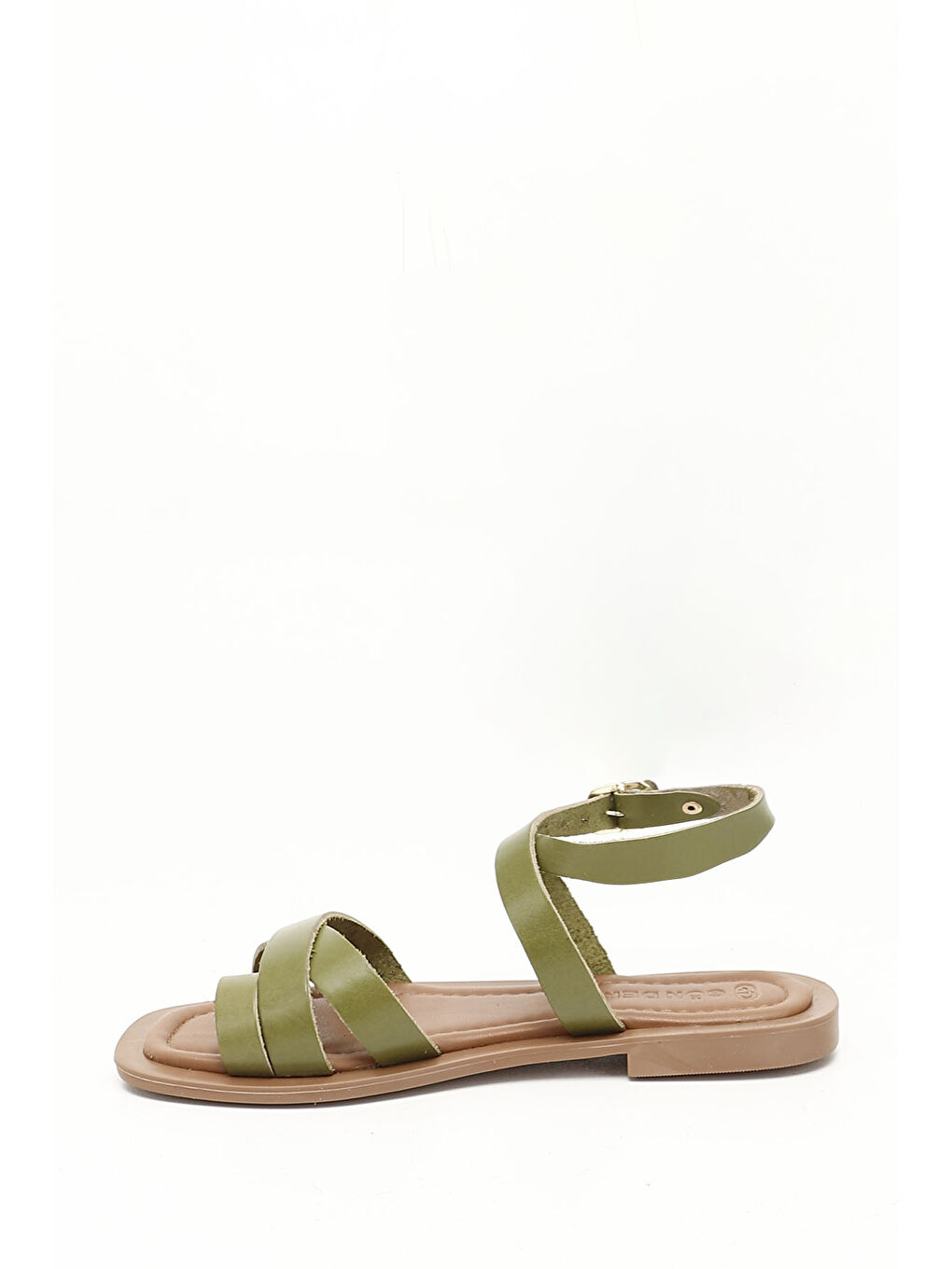 Yeşil Kadın YEŞİL Parmak Arası Bilek Bağlı Hakiki Deri Sandalet-2