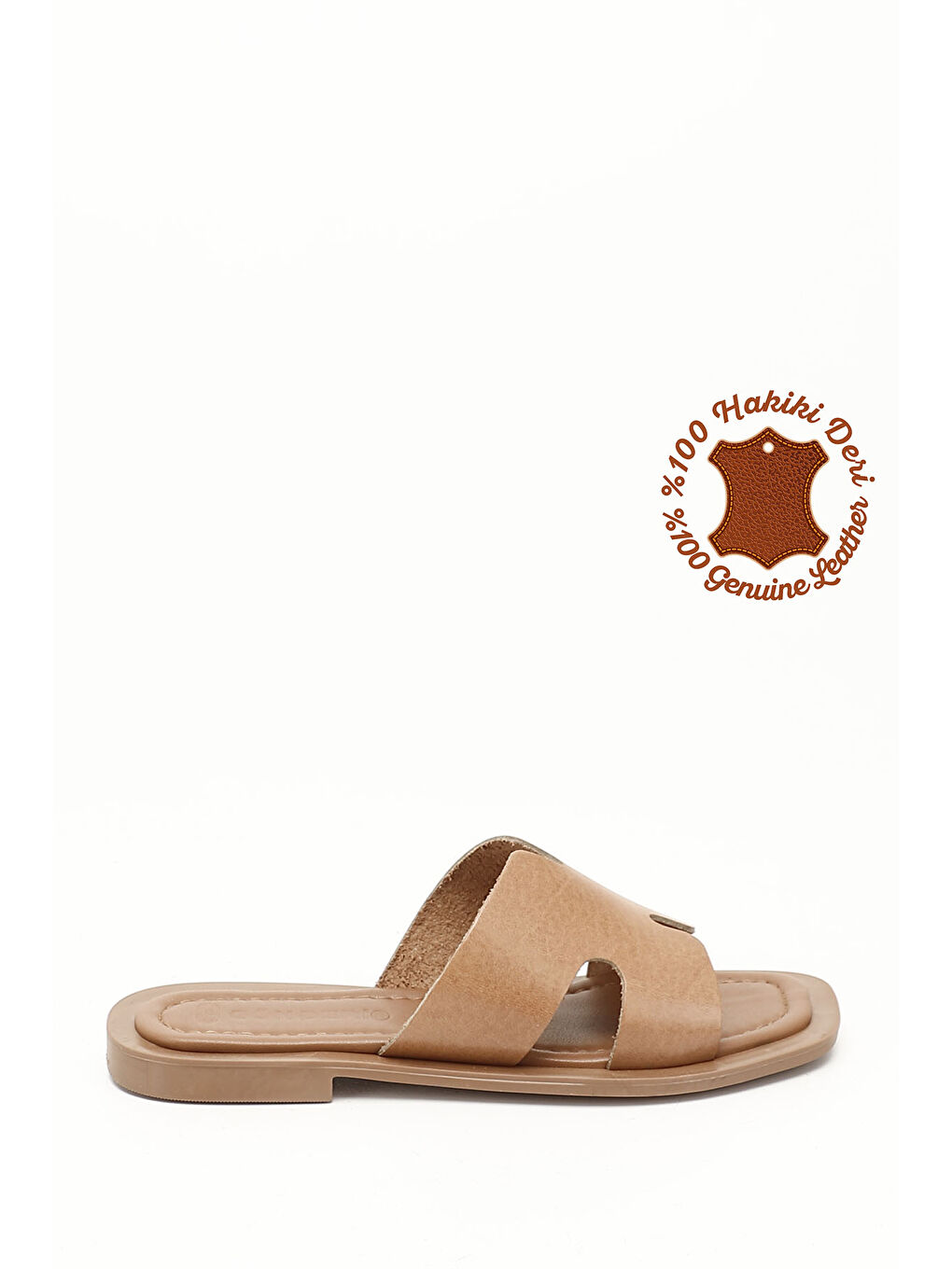 Kadın HAKİ-TABA Hakiki Deri Terlik