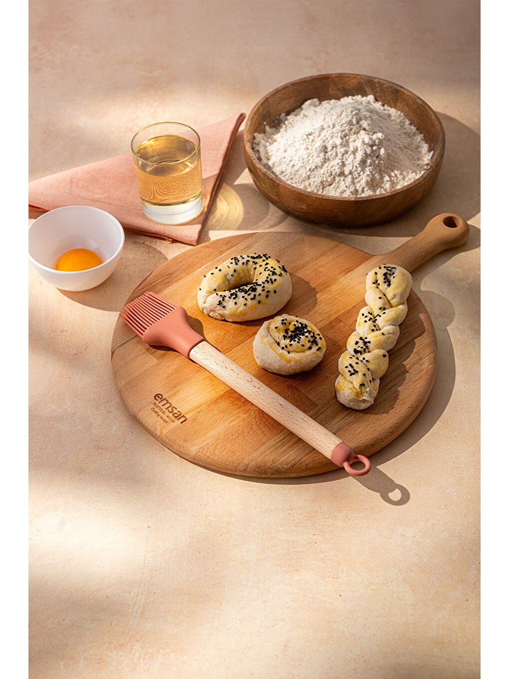 Pembe Rustik Silikon Yumurta Fırçası-1