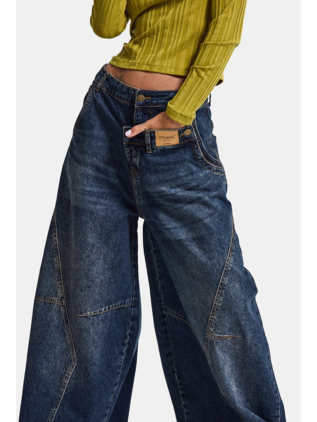 Mavi Kadın Jean Rengi 2w6-8 Barrel Fit Süper Bol Kesim Özel Tasarım Denim Jean-1