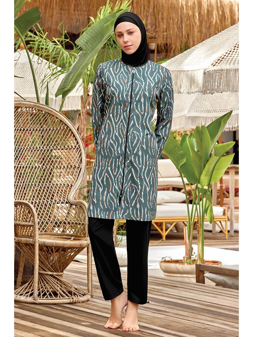 Paraşüt Tam Kapalı Tesettür Mayo Sava 2 9068 Siyah