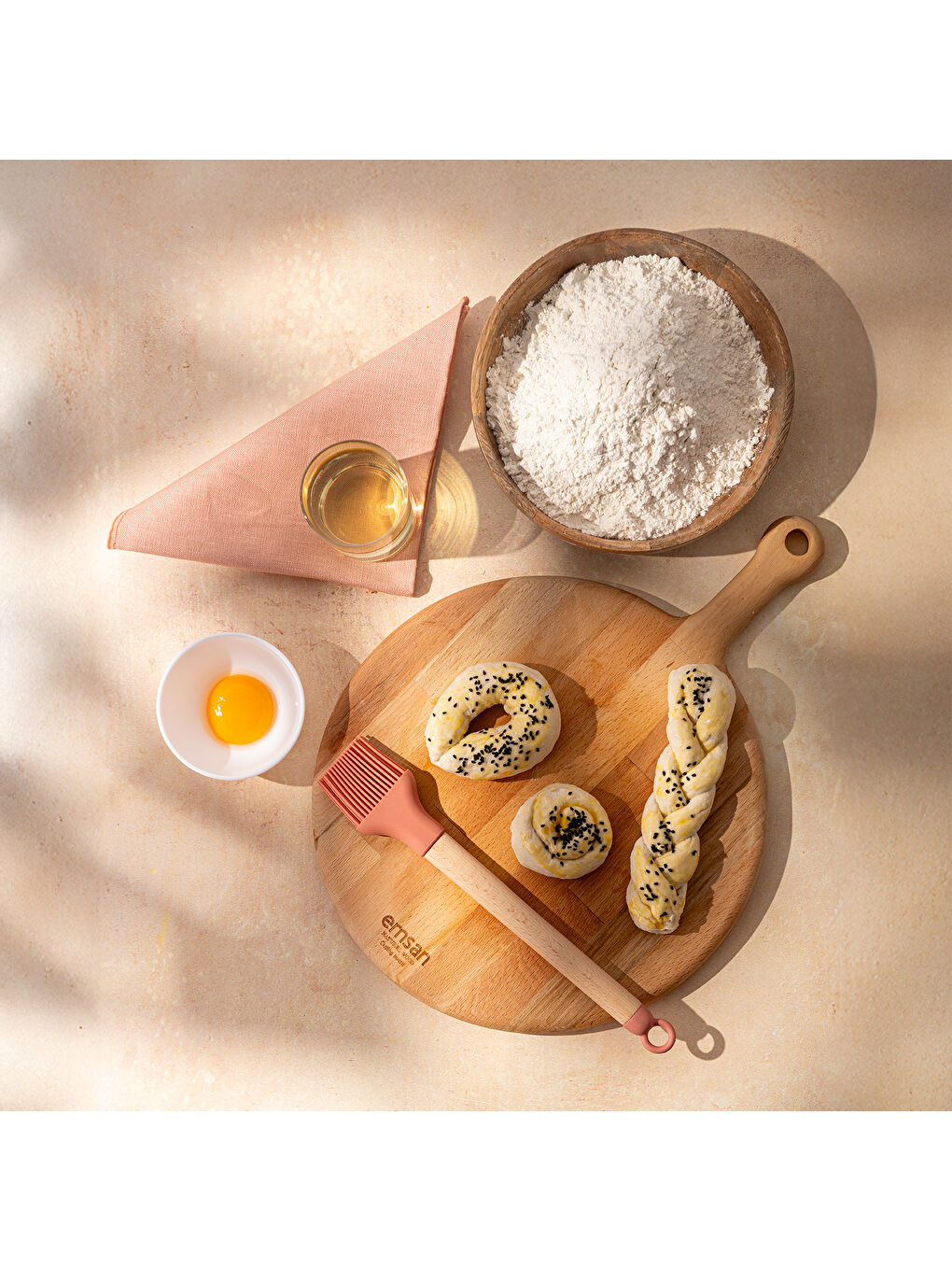 Pembe Rustik Silikon Yumurta Fırçası-2