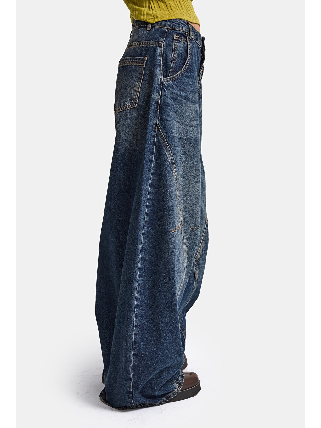 Mavi Kadın Jean Rengi 2w6-8 Barrel Fit Süper Bol Kesim Özel Tasarım Denim Jean-3