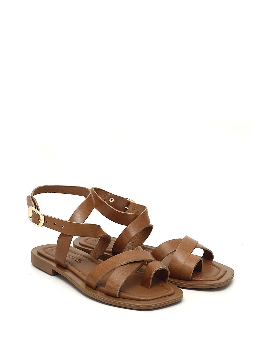 Kadın HAKİ-TABA Parmak Arası Bilek Bağlı Hakiki Deri Sandalet-1