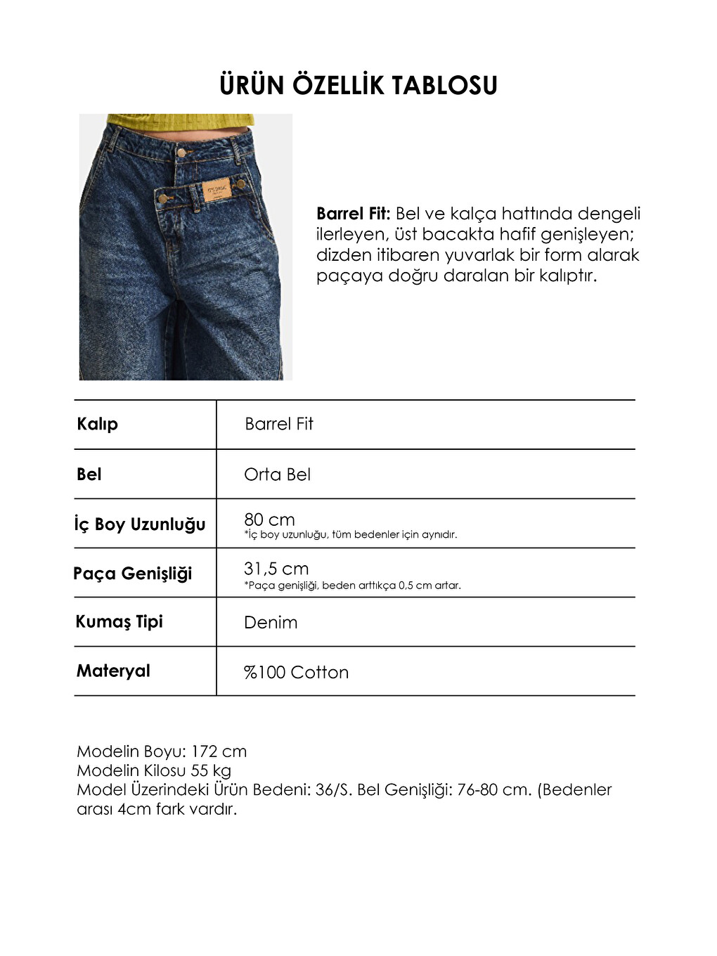 Mavi Kadın Jean Rengi 2w6-8 Barrel Fit Süper Bol Kesim Özel Tasarım Denim Jean-4