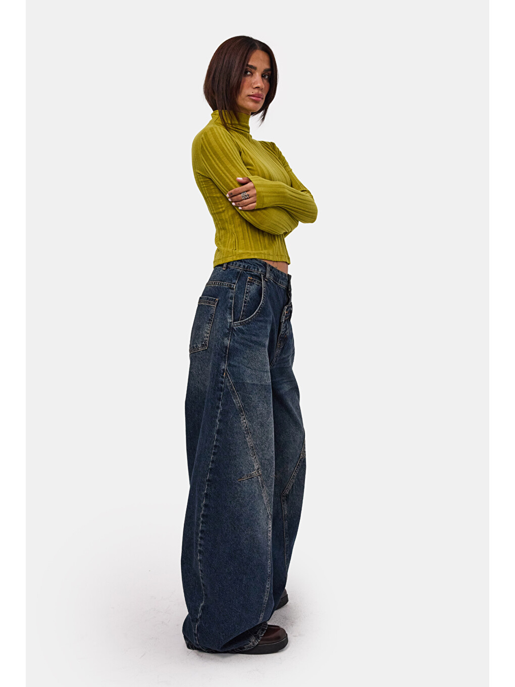Mavi Kadın Jean Rengi 2w6-8 Barrel Fit Süper Bol Kesim Özel Tasarım Denim Jean-5