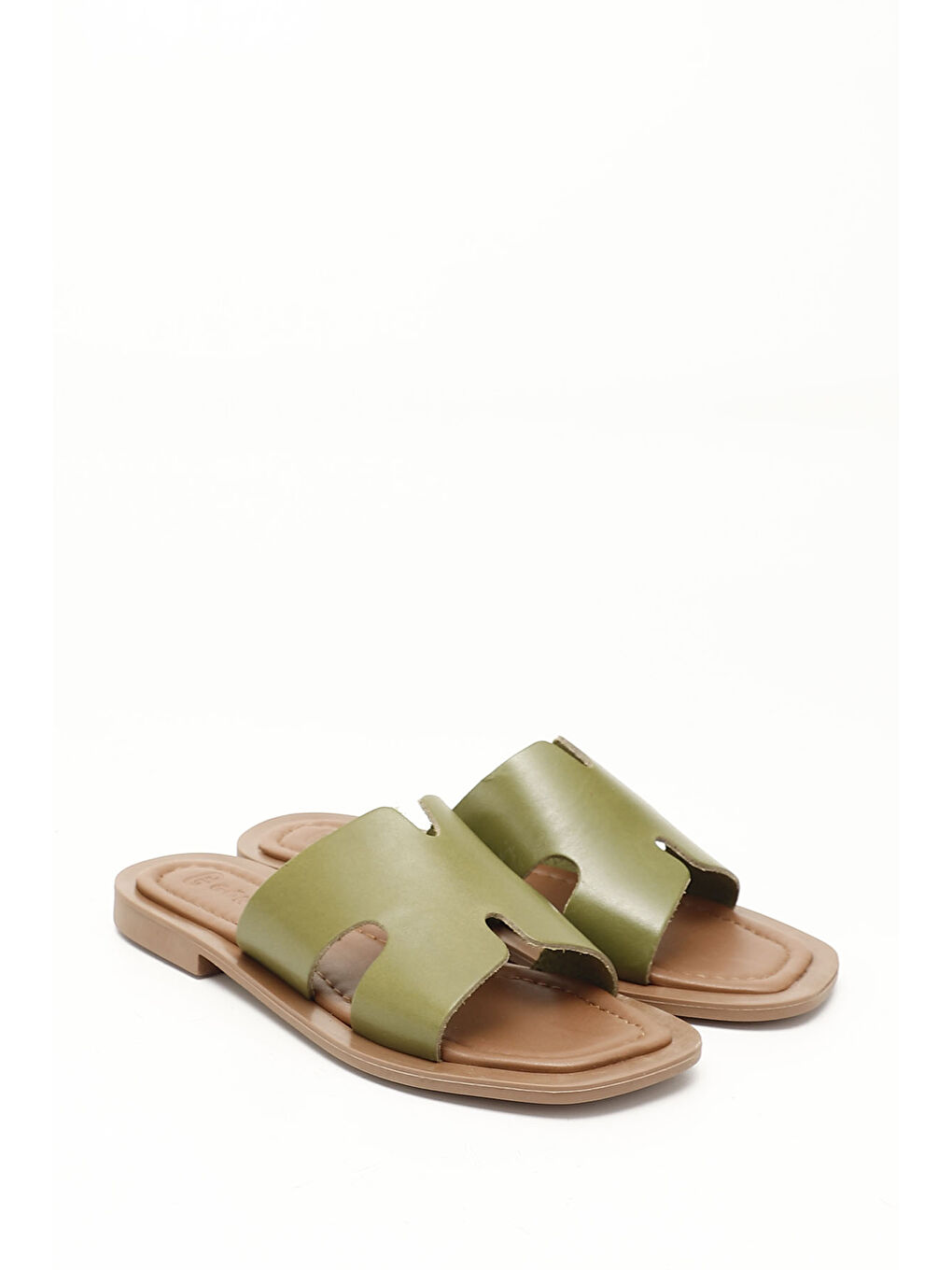 Yeşil Kadın YEŞİL Hakiki Deri Terlik-1