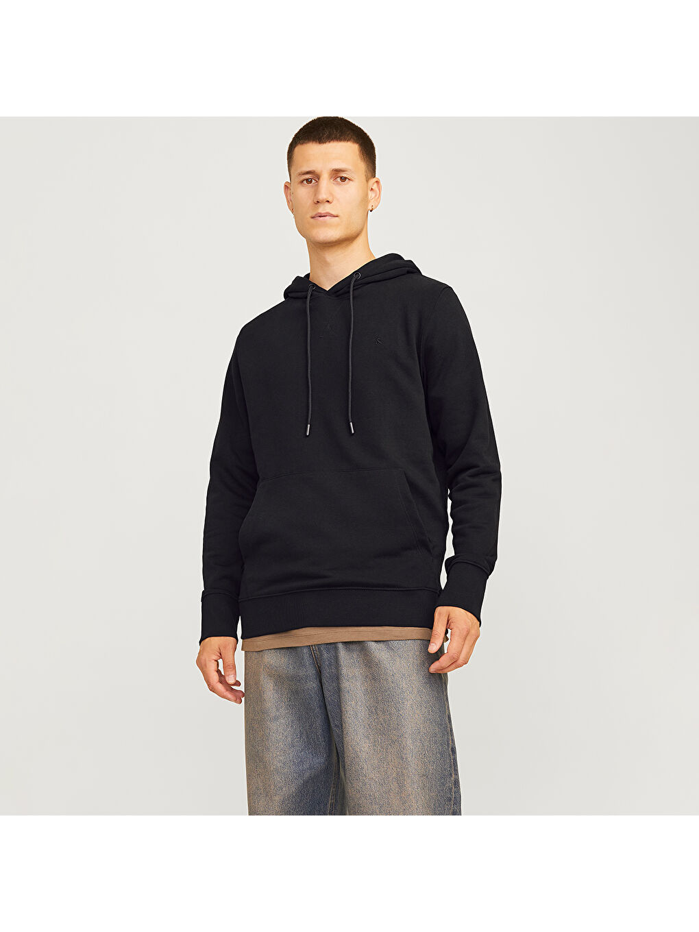 Jack & Jones Siyah Hood Paulos Erkek Siyah Kapüşonlu Sweatshirt