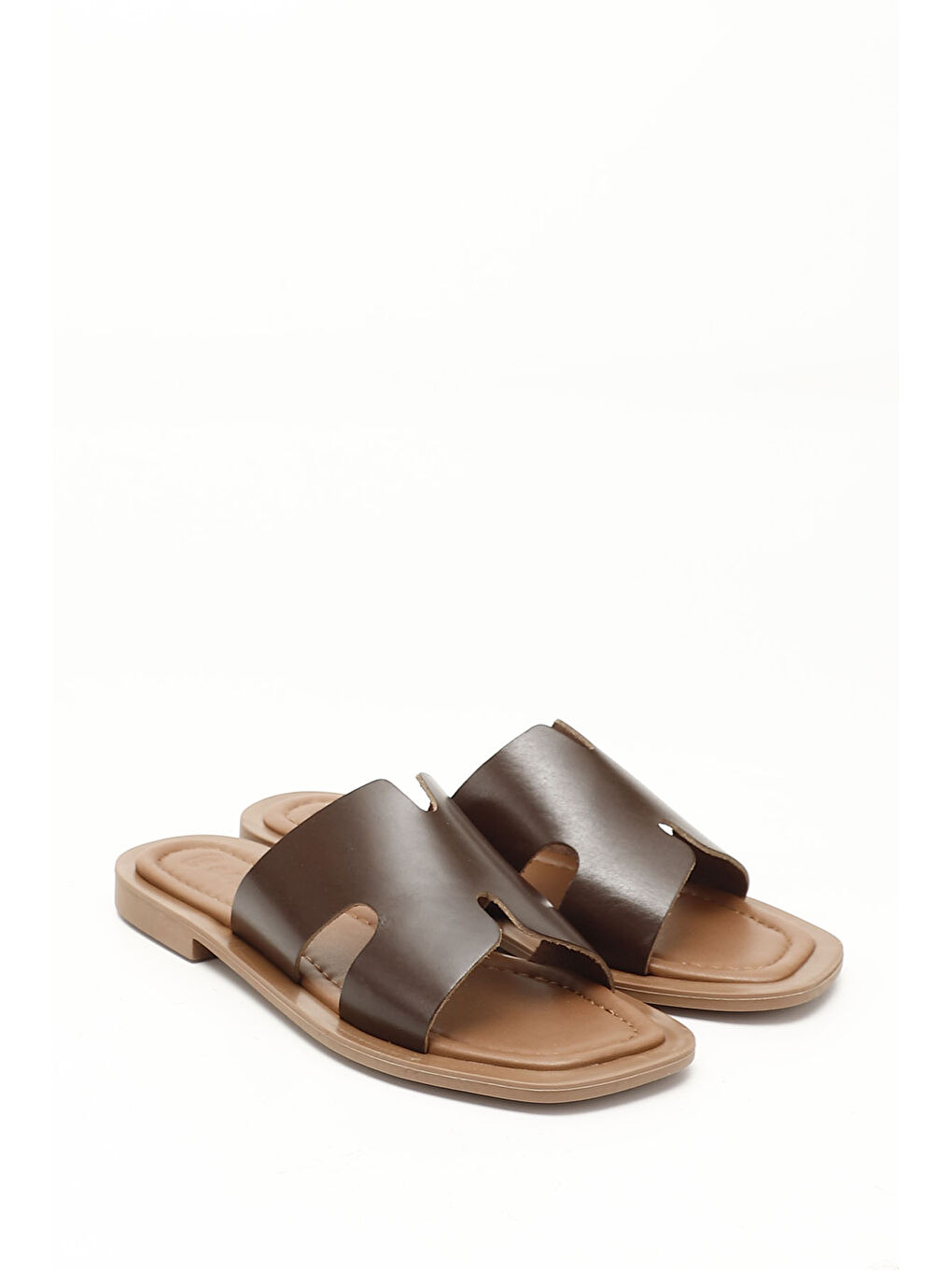 Kahverengi Kadın ÇİKOLATA KAHVE Hakiki Deri Terlik-1