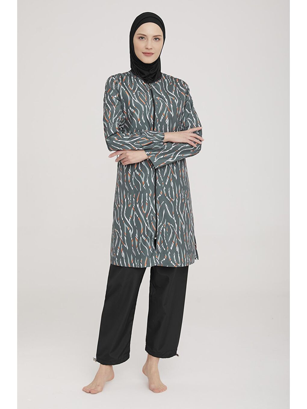 Paraşüt Tam Kapalı Tesettür Mayo Sava 2 9068 Siyah-2