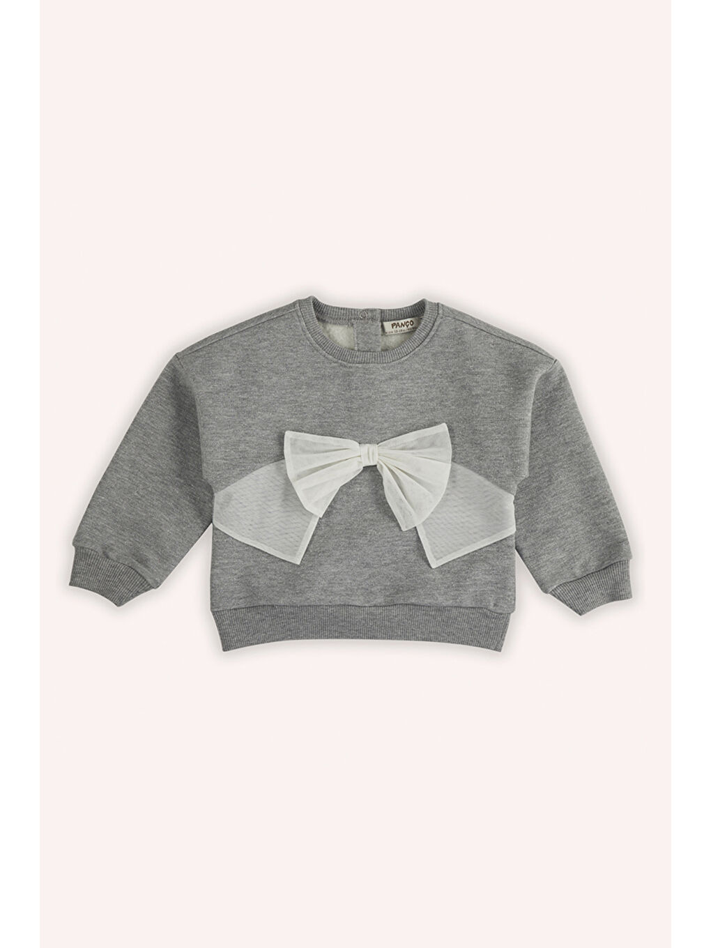 Gri Kız Çocuk Tül Fiyonk Detaylı Sweatshirt