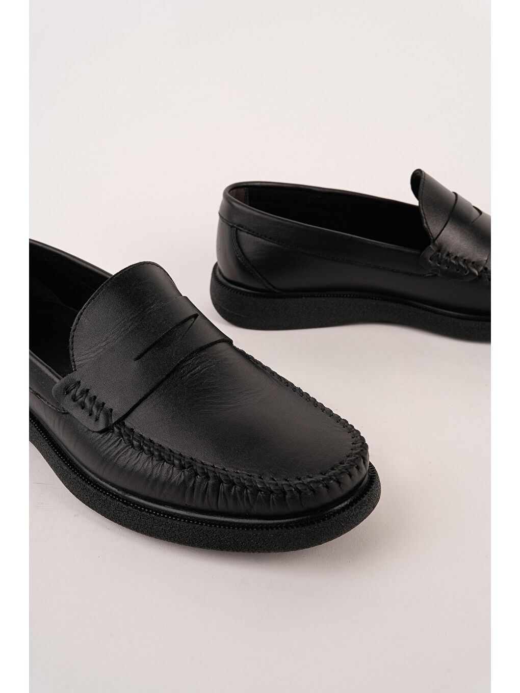 Siyah GENTZ Hakiki Deri Rahat Taban Erkek Günlük Klasik Loafer Ayakkabı-2