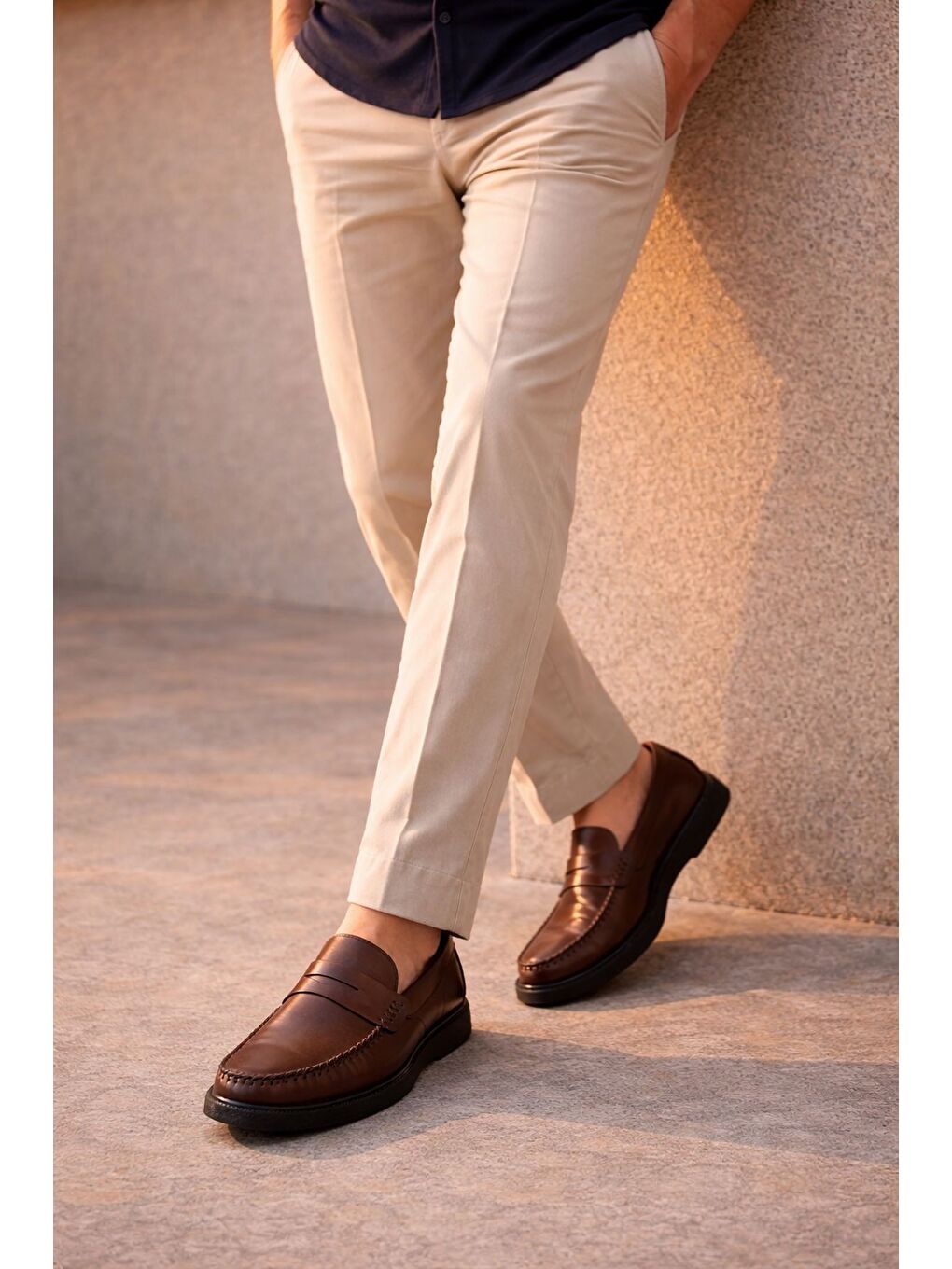 Kahverengi GENTZ Hakiki Deri Rahat Taban Erkek Günlük Klasik Loafer Ayakkabı-7