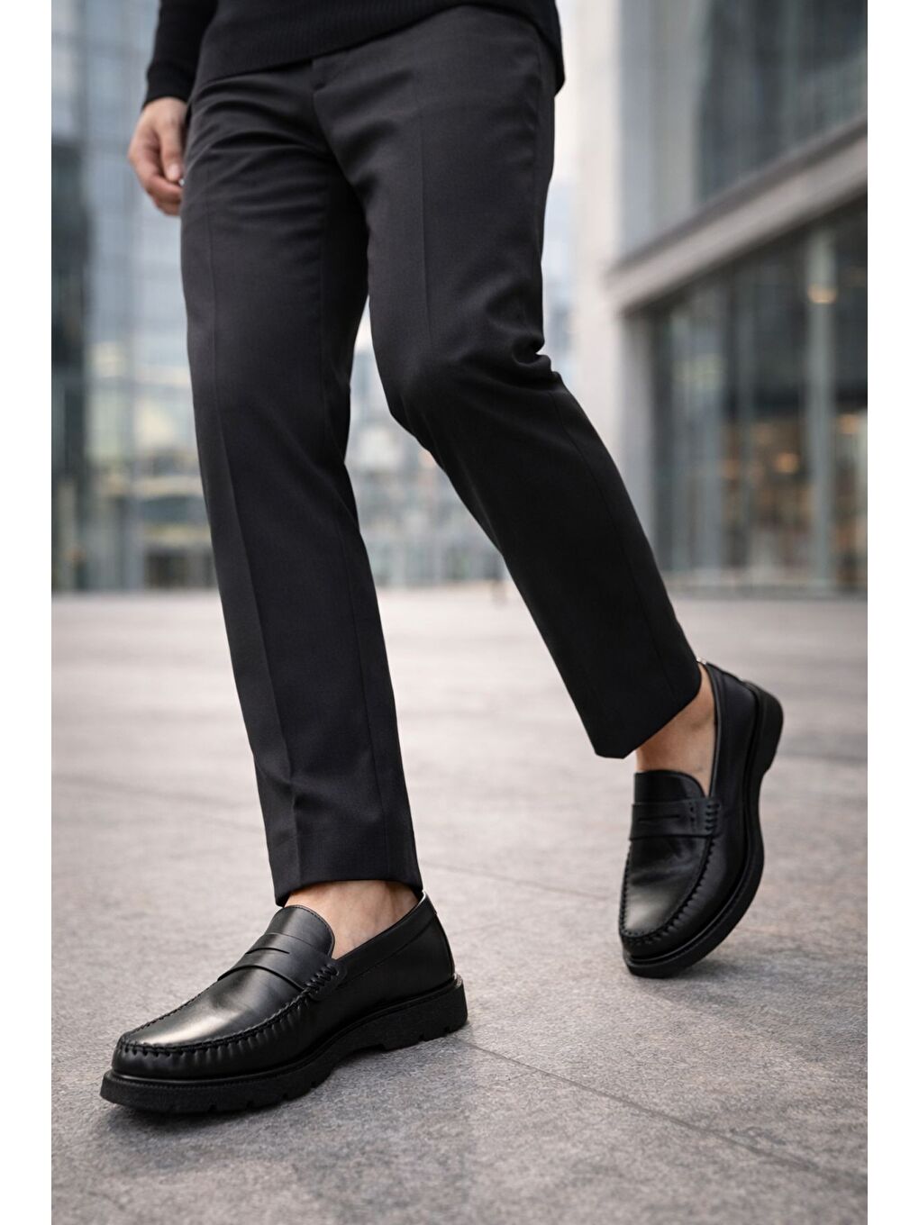 Siyah GENTZ Hakiki Deri Rahat Taban Erkek Günlük Klasik Loafer Ayakkabı-7