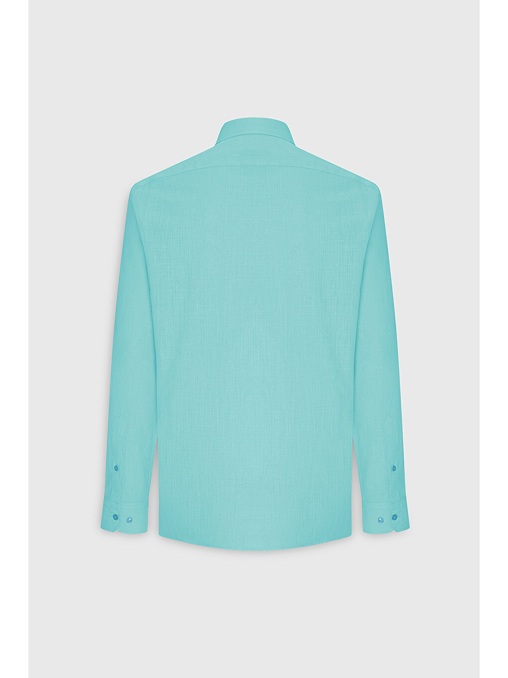 Erkek Turkuaz Comfort Fit Rahat Kesim Gizli Düğme Yaka %100 Pamuk Flamlı Gömlek-8