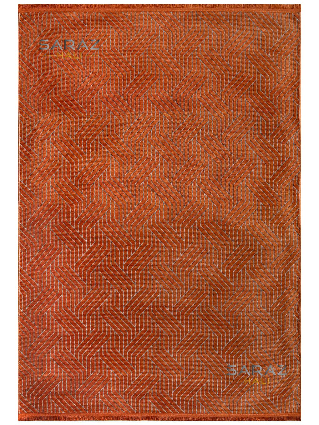 Kahverengi Bohem Saçaklı Kaymaz Kilim Kiremit 100x300-4