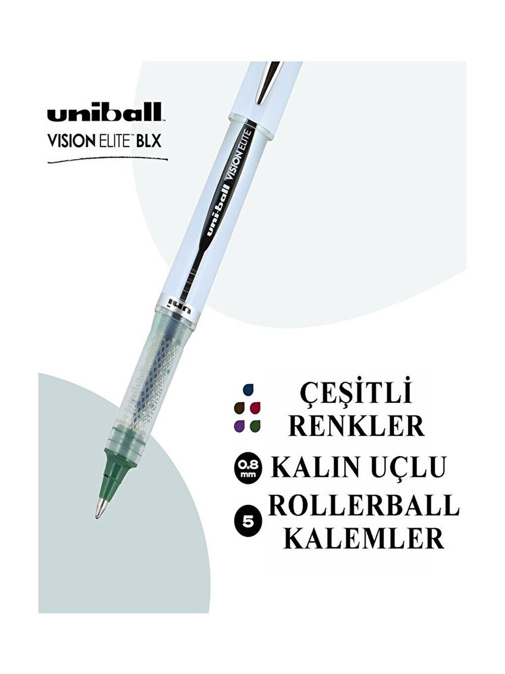 Siyah Pilot Kalem Ub-205 Vision Elite 0.5mm 5 Adet Uniball Pilot Kalem 0.5 Mm Roller Uçlu Pilot Kale-1