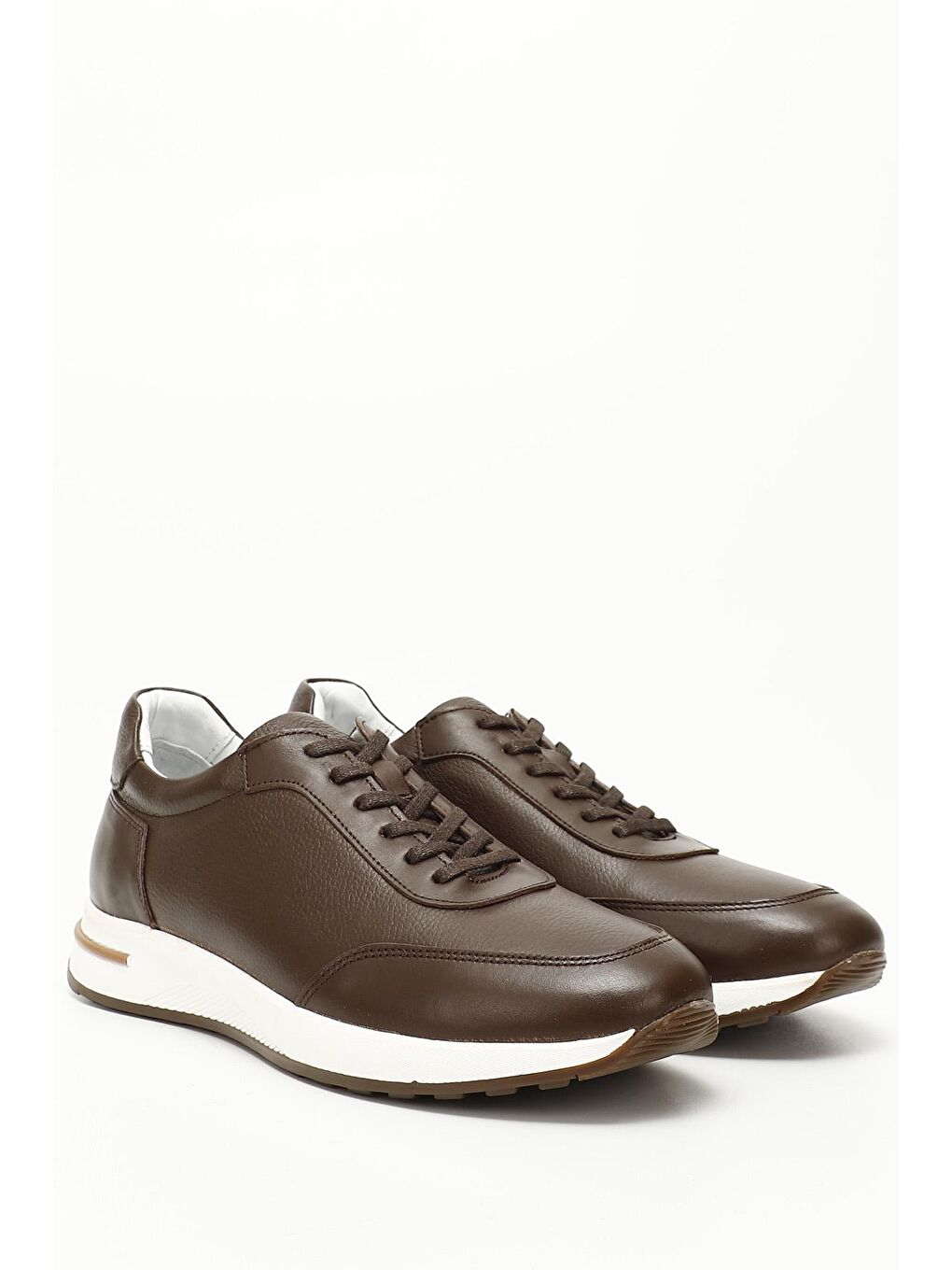 Kahverengi KAHVERENGİ  Hakiki Deri Bağcıklı Erkek Günlük Sneaker 01024-1