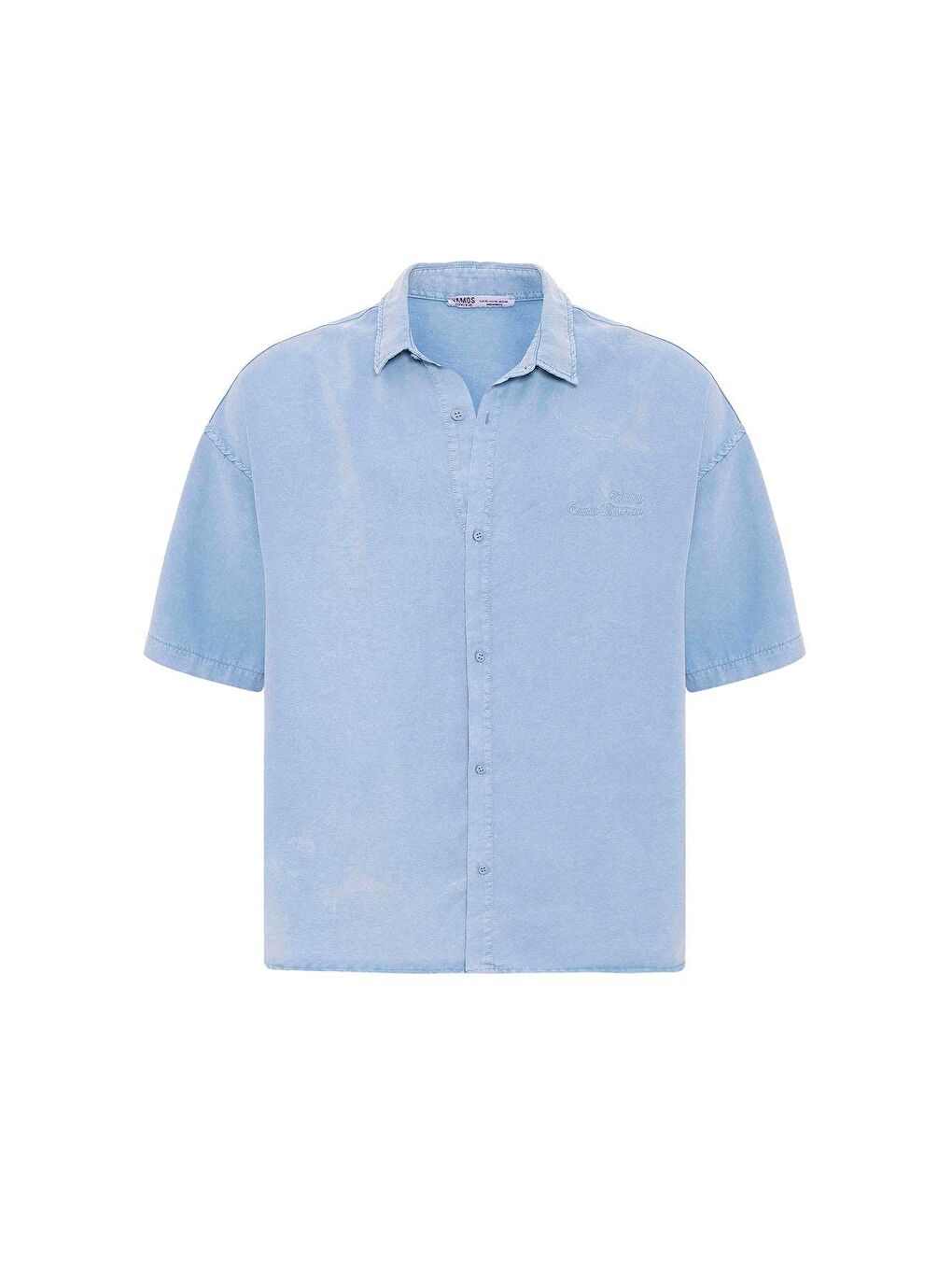 Arka Baskılı Oversize Gömlek Mavi-4