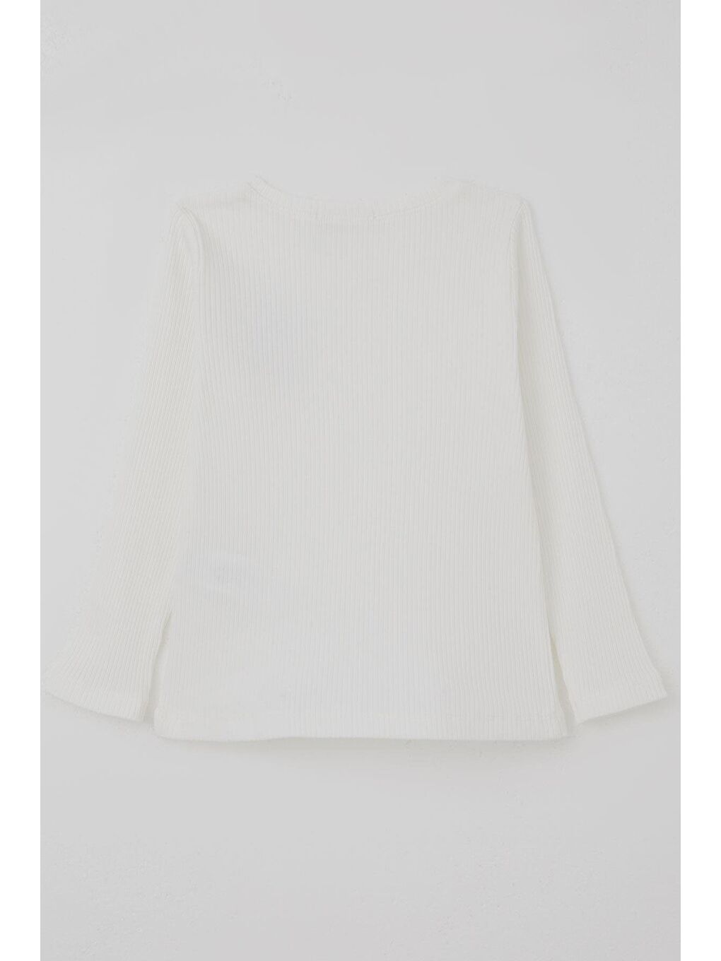 Kız Çocuk Uzun Kollu Tişört Çiçek Arma Detaylı Ekru (3-7 Yaş)-3