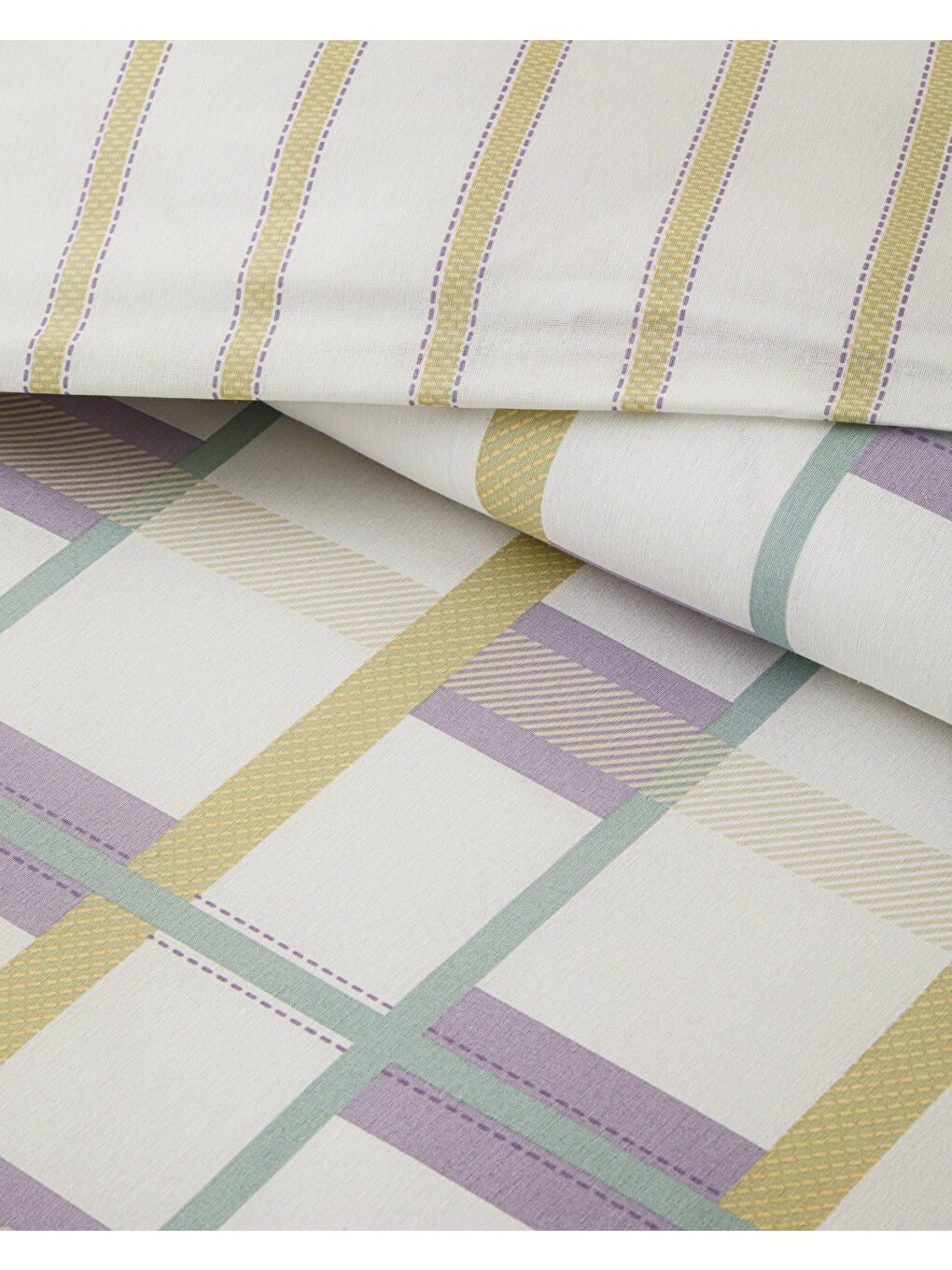 Pop Grid Kolay Ütülenir Çift Kişilik Nevresim Seti 200x220 cm Lila-Yeşil-3