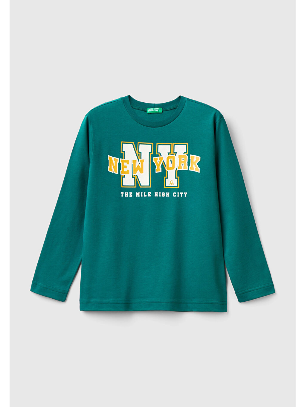 United Colors Of Benetton Erkek Çocuk Çam Yeşili Önü Baskılı Sweatshirt