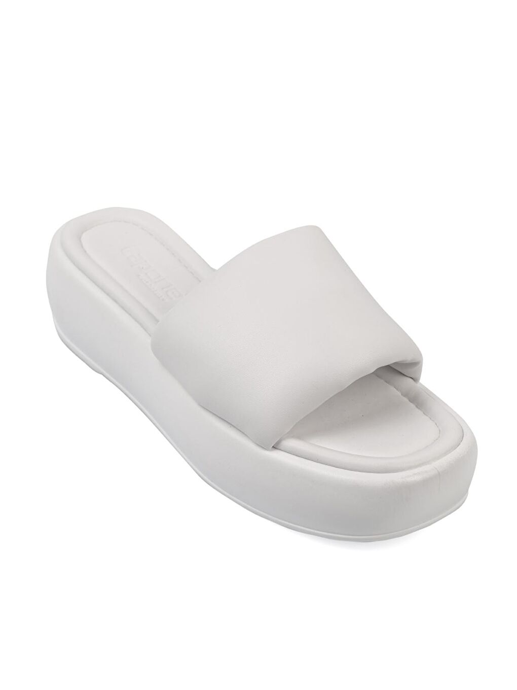 Beyaz Dolgu Topuklu Tek Bantlı Kadın Terlik