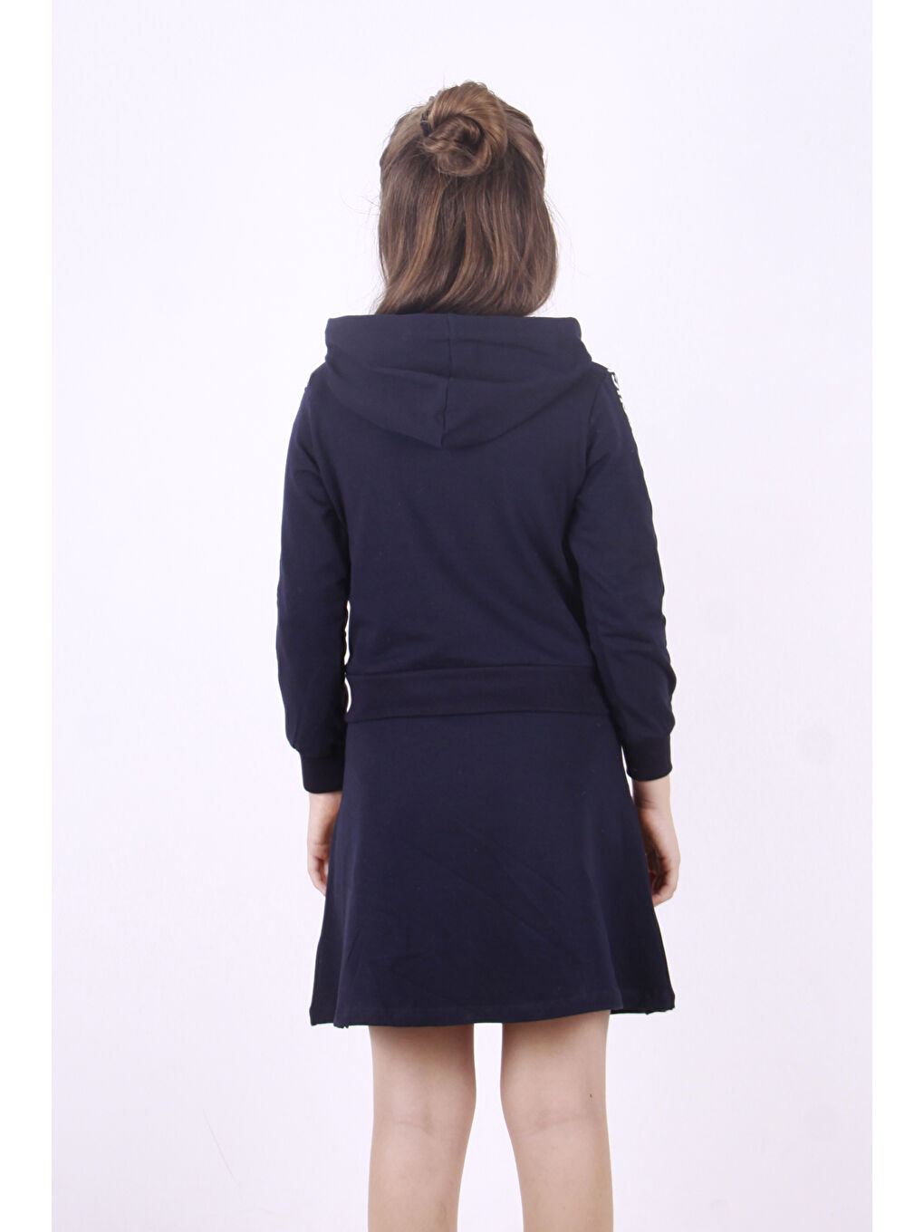 Lacivert Kız Çocuk Nice Şeritli Etekli Takım-2