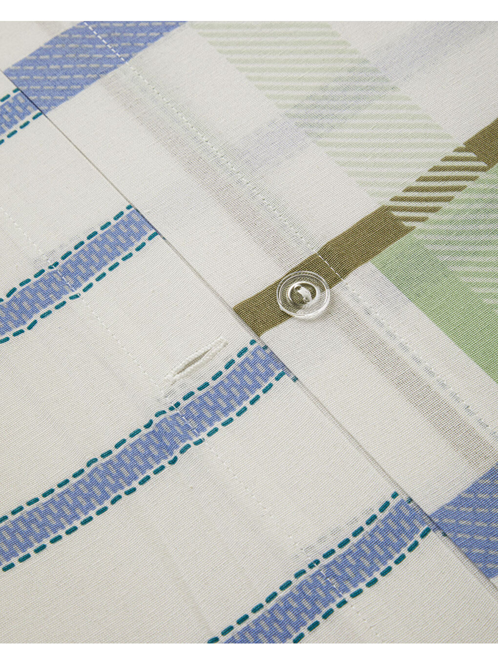 Pop Grid Kolay Ütülenir Çift Kişilik Nevresim Seti 200x220 cm Mavi - Yeşil-5