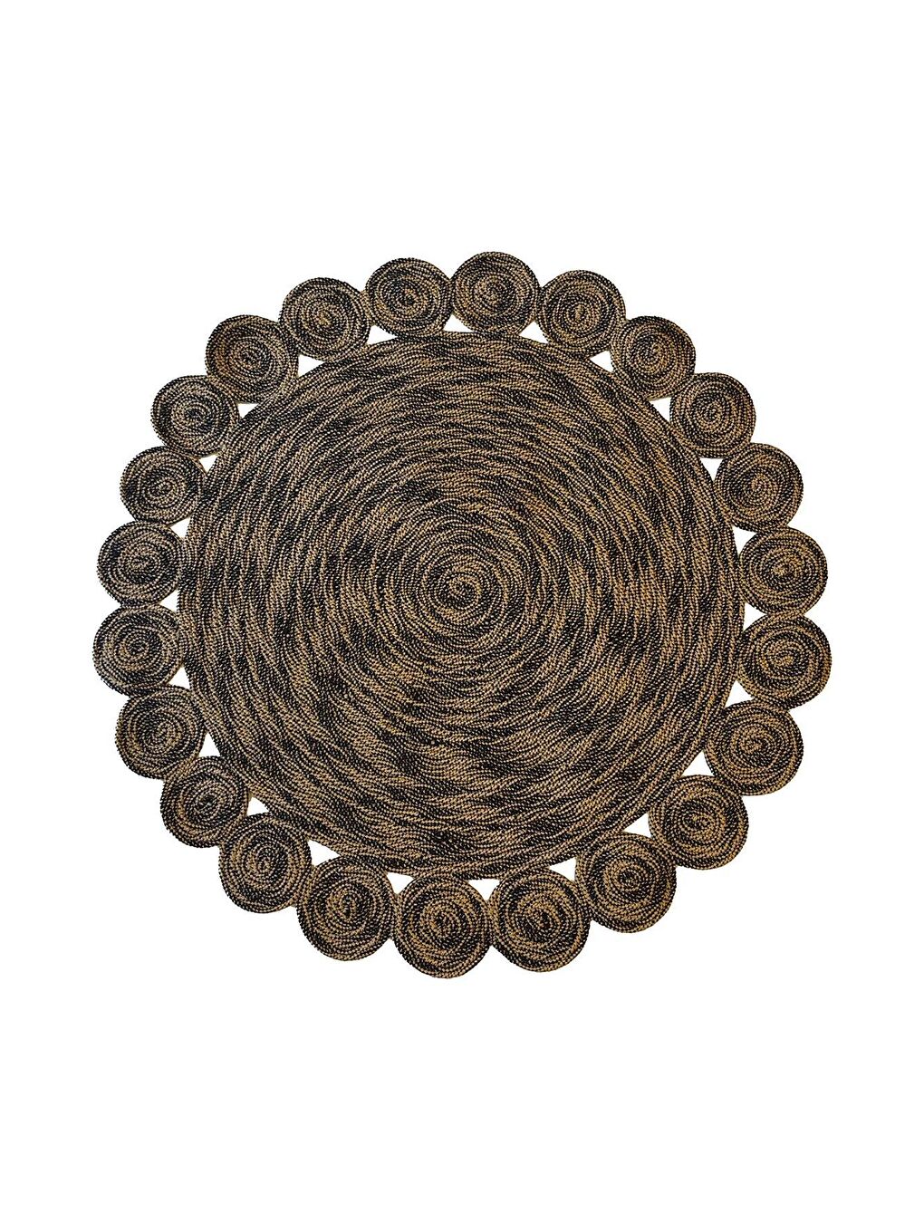 Bej Natural Jüt Halı El Dokuma Hasır Yolluk Bohem Jüt Kilim HMFJUT812 120 x 120 cm