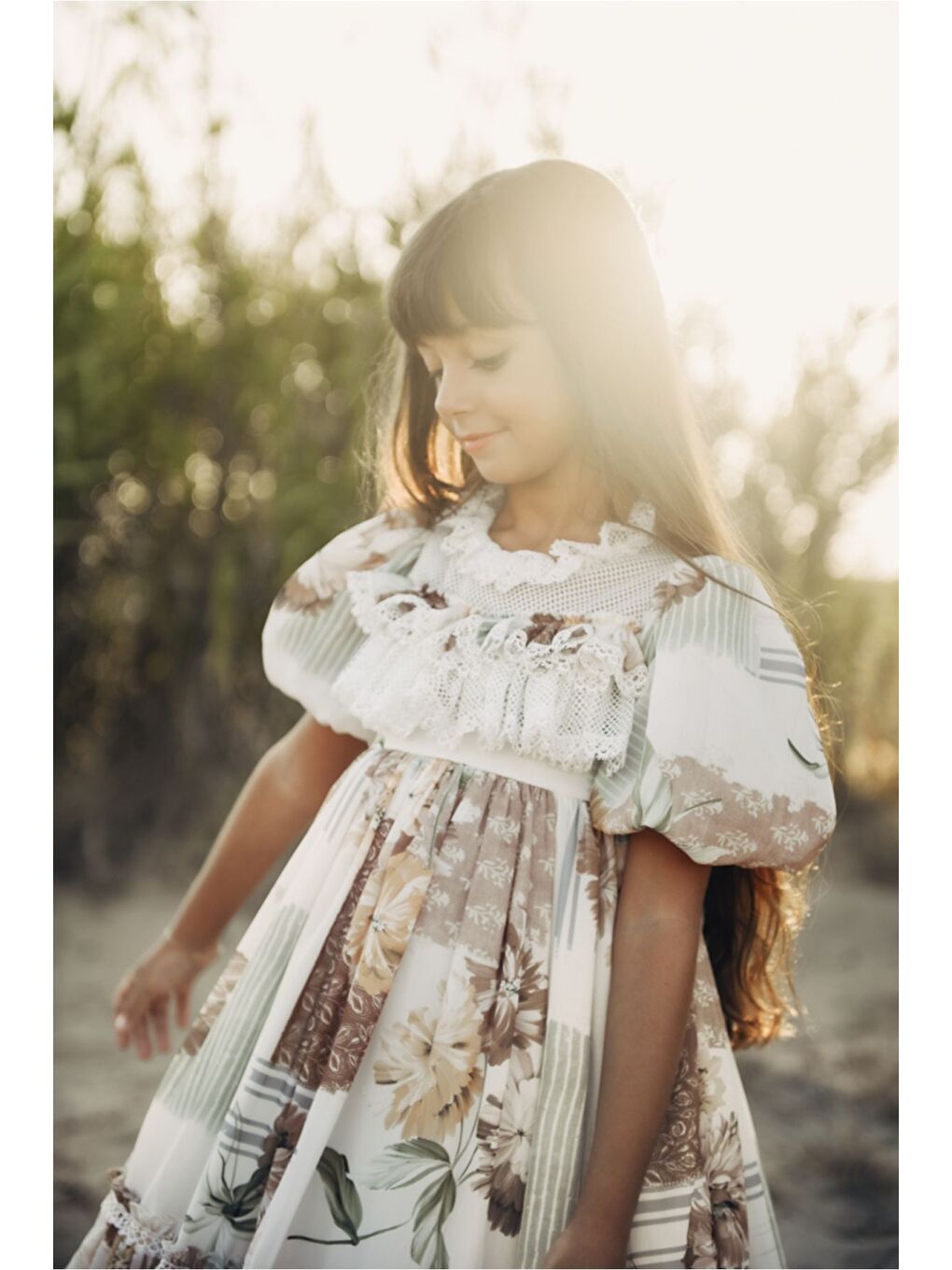 Kahverengi Özel Tasarım Kız Çocuk  Elbise Çantalı Kız Çocuk Elbisesi Doğum Günü Elbisesi Çocuk Abiye-4