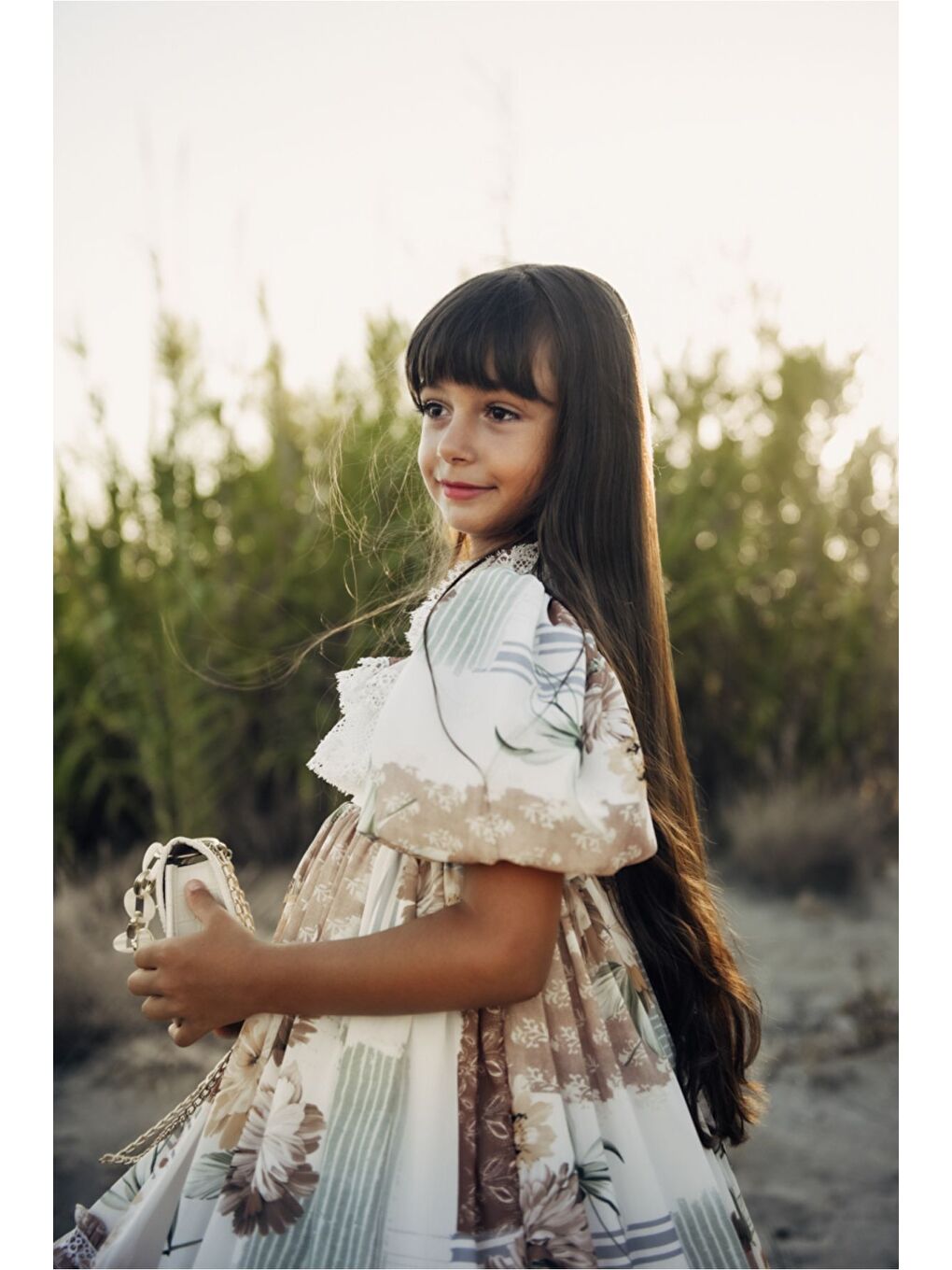 Kahverengi Özel Tasarım Kız Çocuk  Elbise Çantalı Kız Çocuk Elbisesi Doğum Günü Elbisesi Çocuk Abiye-7