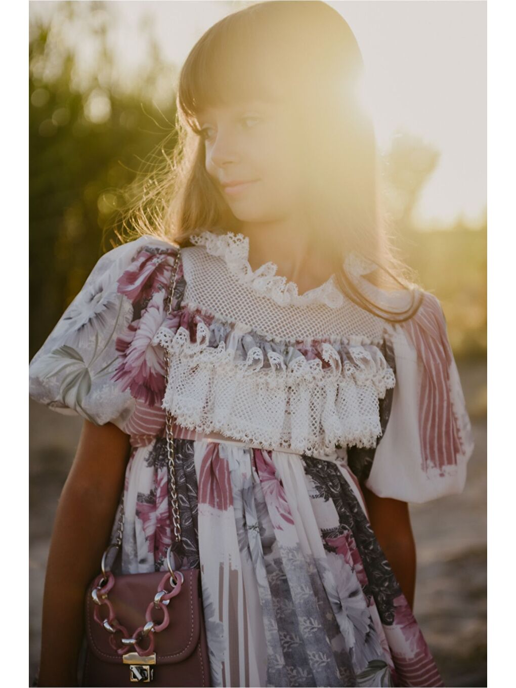 Pembe Özel Tasarım Kız Çocuk  Elbise Çantalı Kız Çocuk Elbisesi Doğum Günü Elbisesi Çocuk Abiye-3