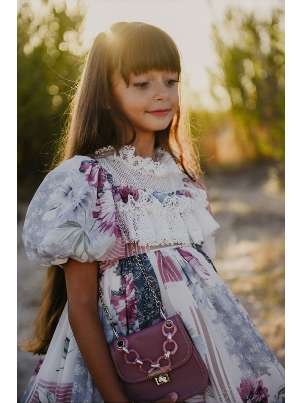 Pembe Özel Tasarım Kız Çocuk  Elbise Çantalı Kız Çocuk Elbisesi Doğum Günü Elbisesi Çocuk Abiye-4