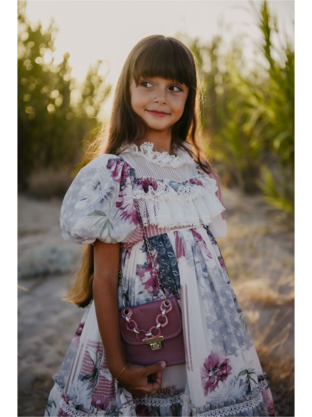 Pembe Özel Tasarım Kız Çocuk  Elbise Çantalı Kız Çocuk Elbisesi Doğum Günü Elbisesi Çocuk Abiye-5