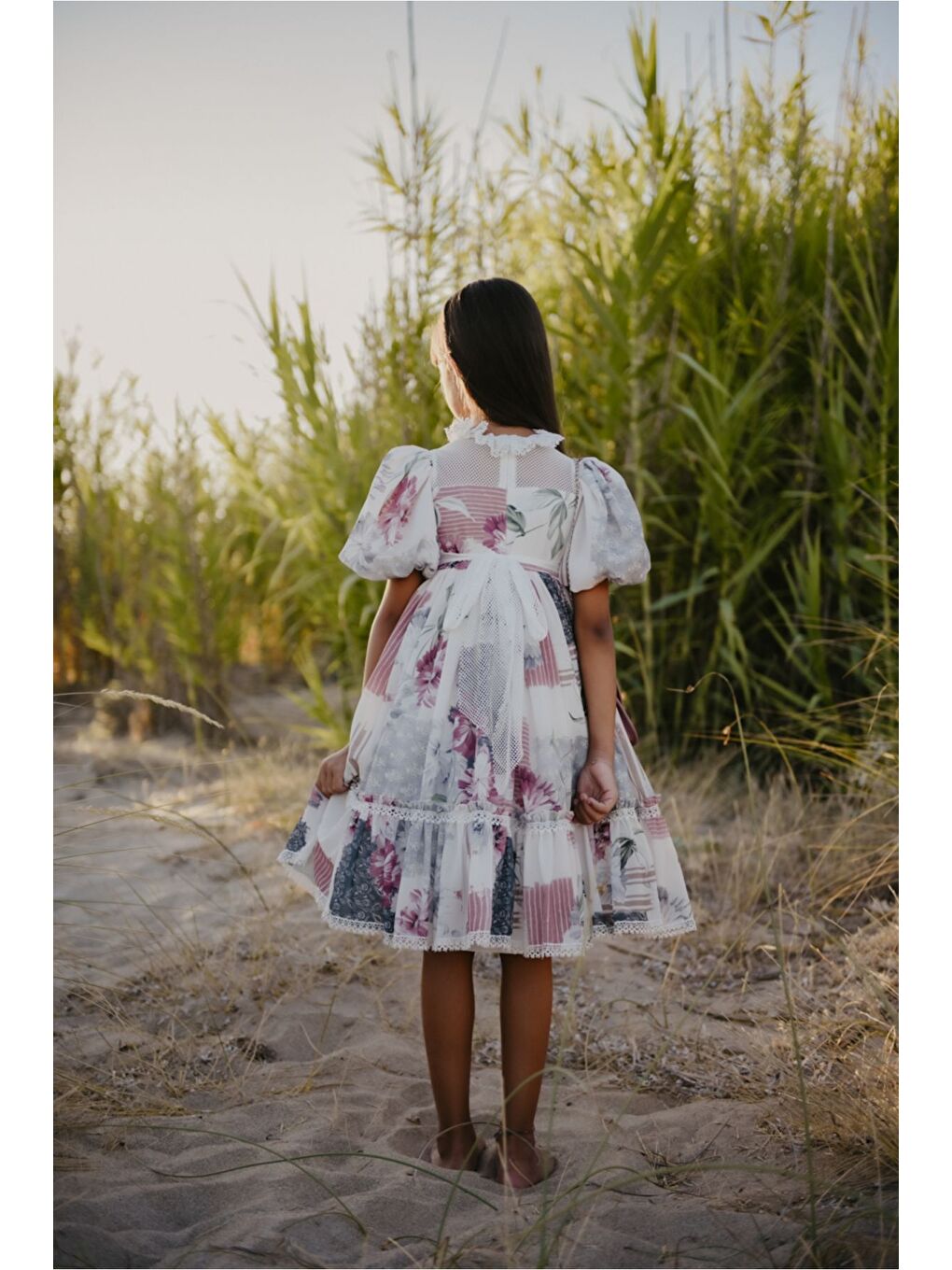 Pembe Özel Tasarım Kız Çocuk  Elbise Çantalı Kız Çocuk Elbisesi Doğum Günü Elbisesi Çocuk Abiye-7