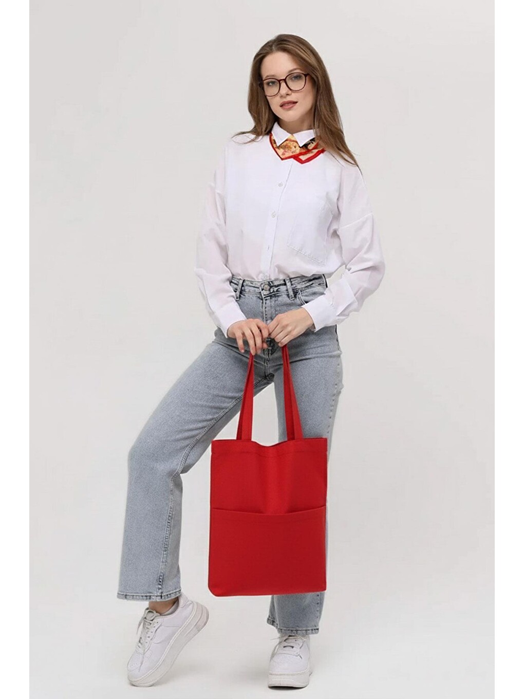 3 Cepli Kırmızı Gabardin Çanta-1