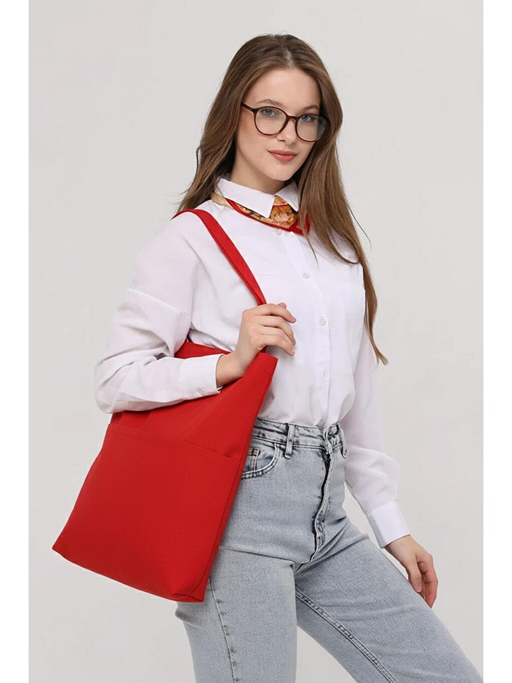 3 Cepli Kırmızı Gabardin Çanta-4
