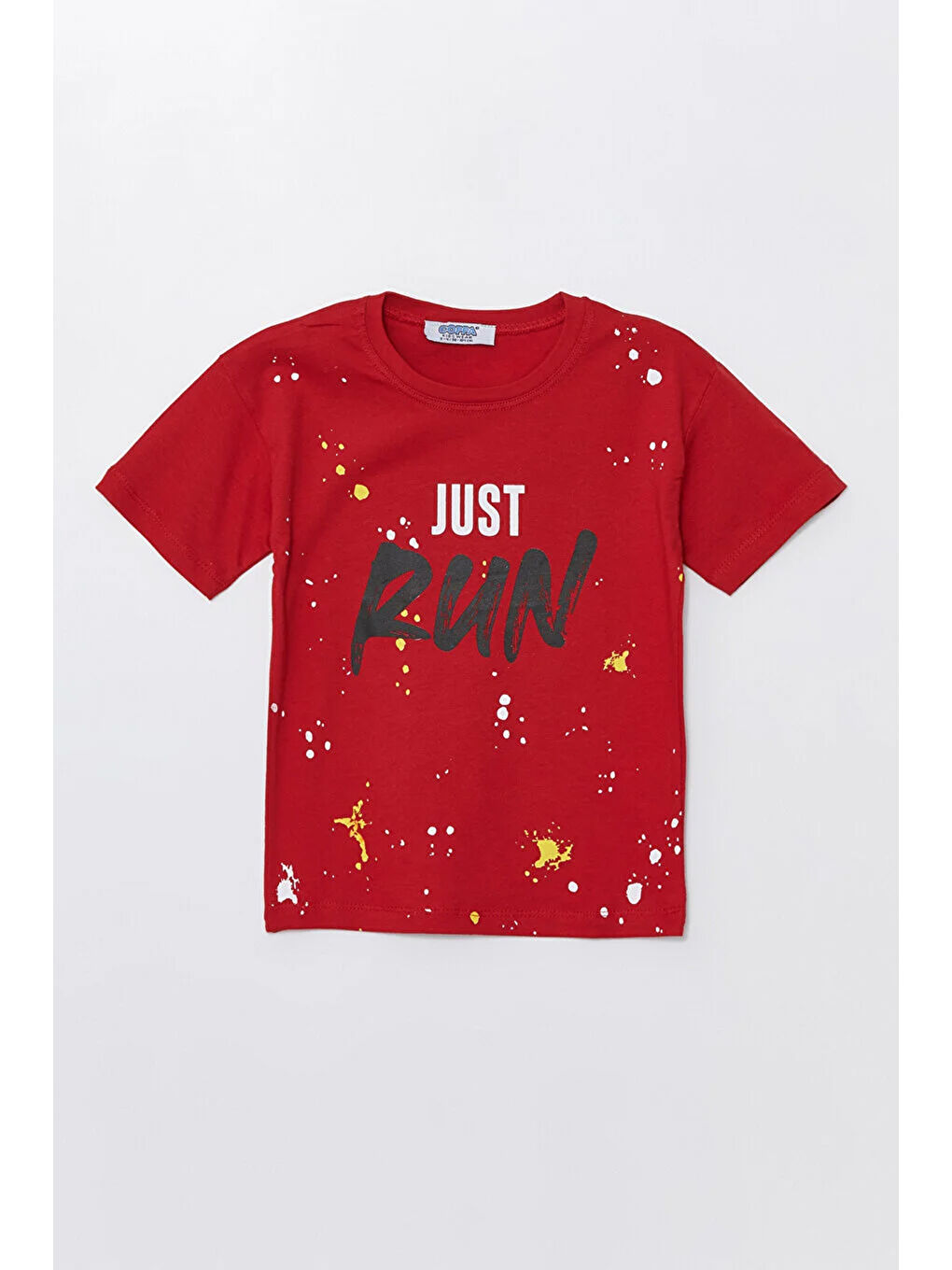 Kırmızı Run Baskılı Penye Şort- T-shirt Erkek Takım-3