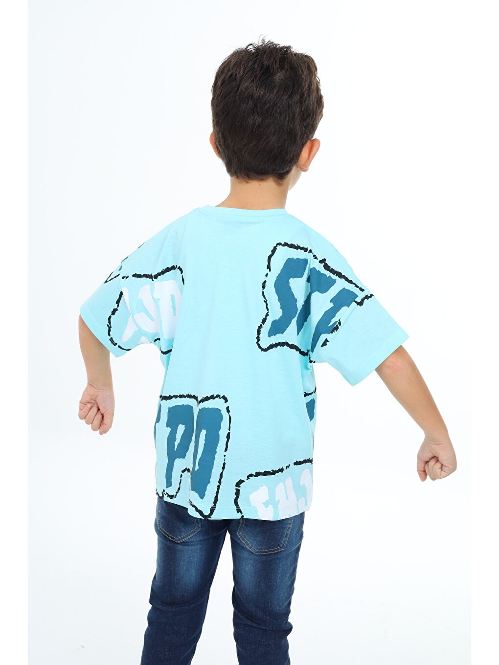 Turkuaz Erkek Çocuk Baskılı Tişört-3