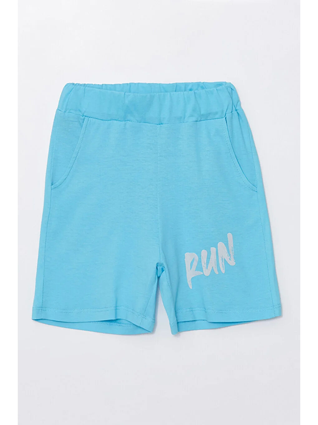 Mavi Run Baskılı Penye Şort- T-shirt Erkek Takım-4