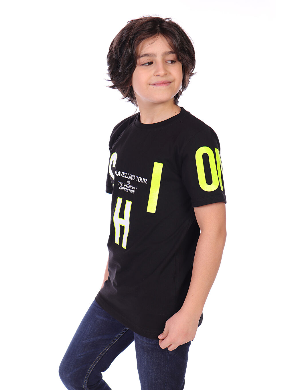 Siyah Erkek Çocuk Fashion Baskılı Tişört-1