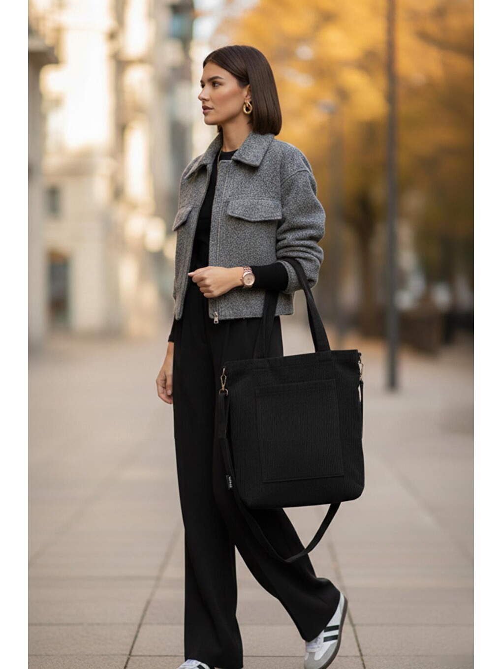 Volera Model Siyah Kadife Çanta-7