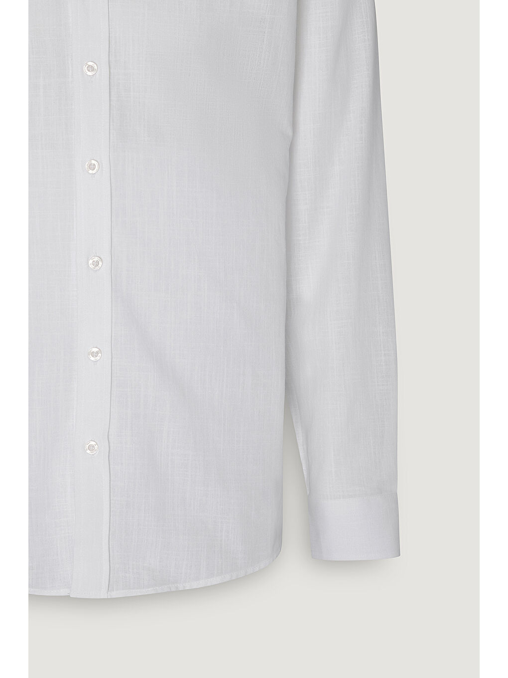 Erkek Beyaz Comfort Fit Rahat Kesim Gizli Düğme Yaka %100 Pamuk Flamlı Gömlek-7