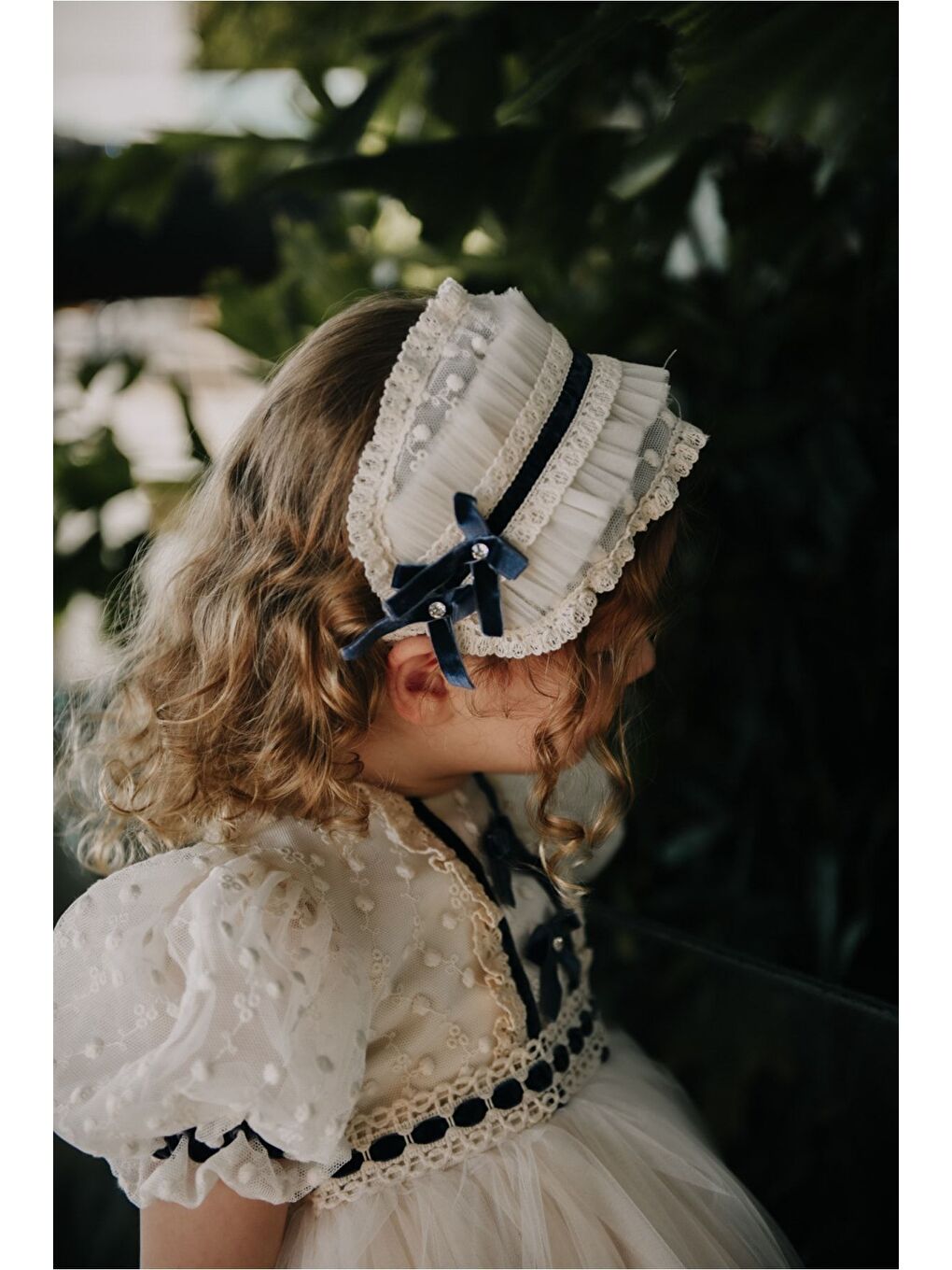 Lacivert Saç Aksesuarlı Kız Çocuk Kısa Abiye Elbise_M2310-3