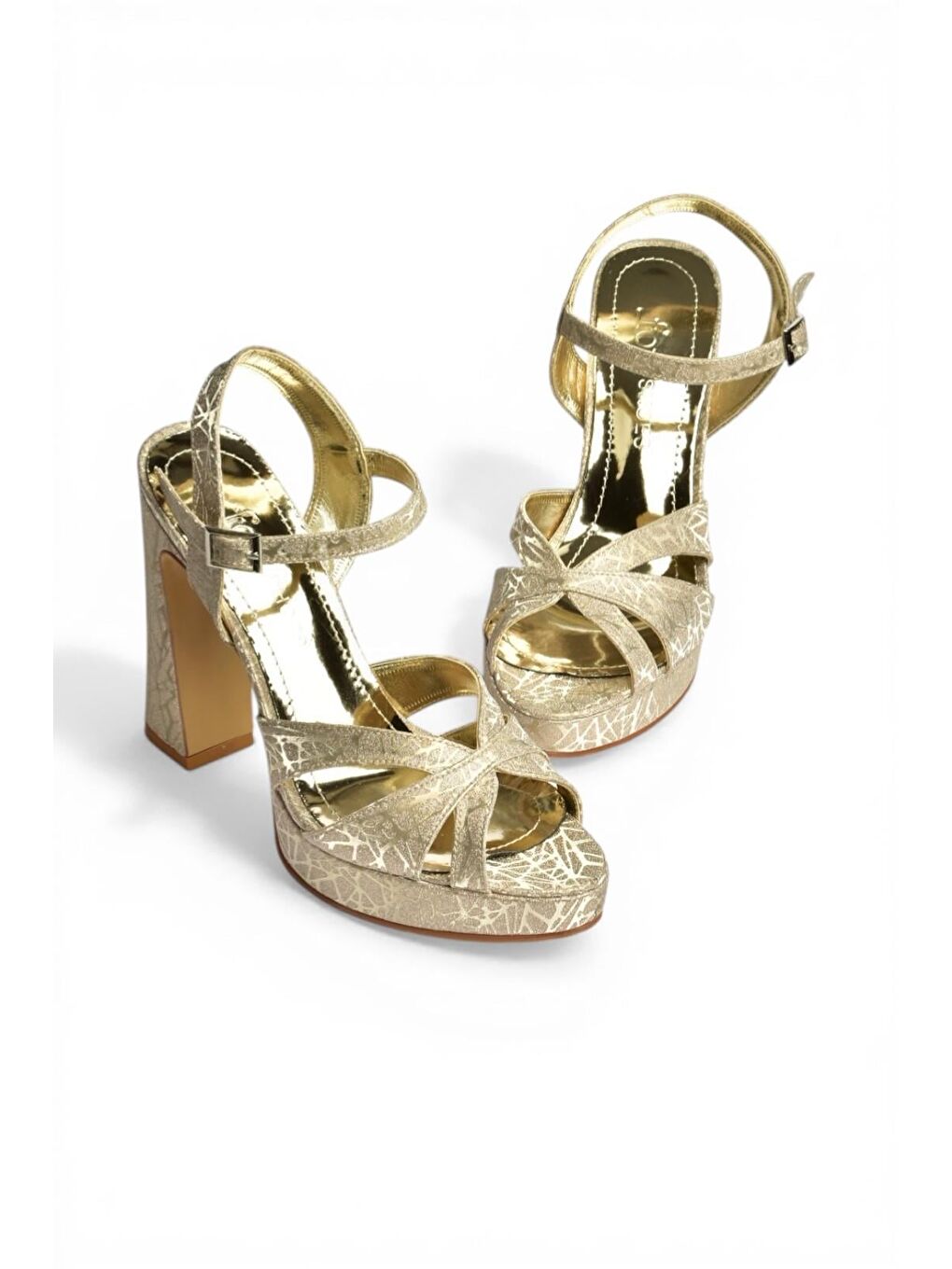 Sarı Altın Kadın Topuklu Ayakkabı Y246170214-1