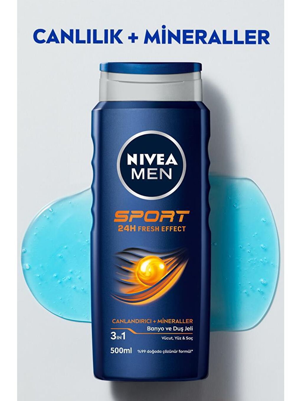 NIVEA Şeffaf Men Sport Erkek Duş Jeli, Saç, Vücut Ve Yüz Için Şampuan 500 ml, 24 Saat Ferahlık - 3