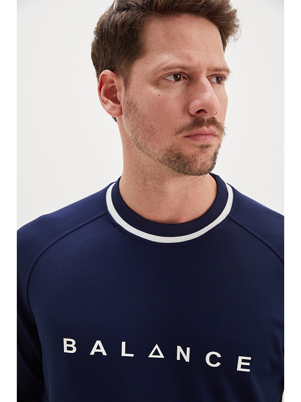 Lacivert Balance Baskılı Garnili Modal Sweatshirt-4
