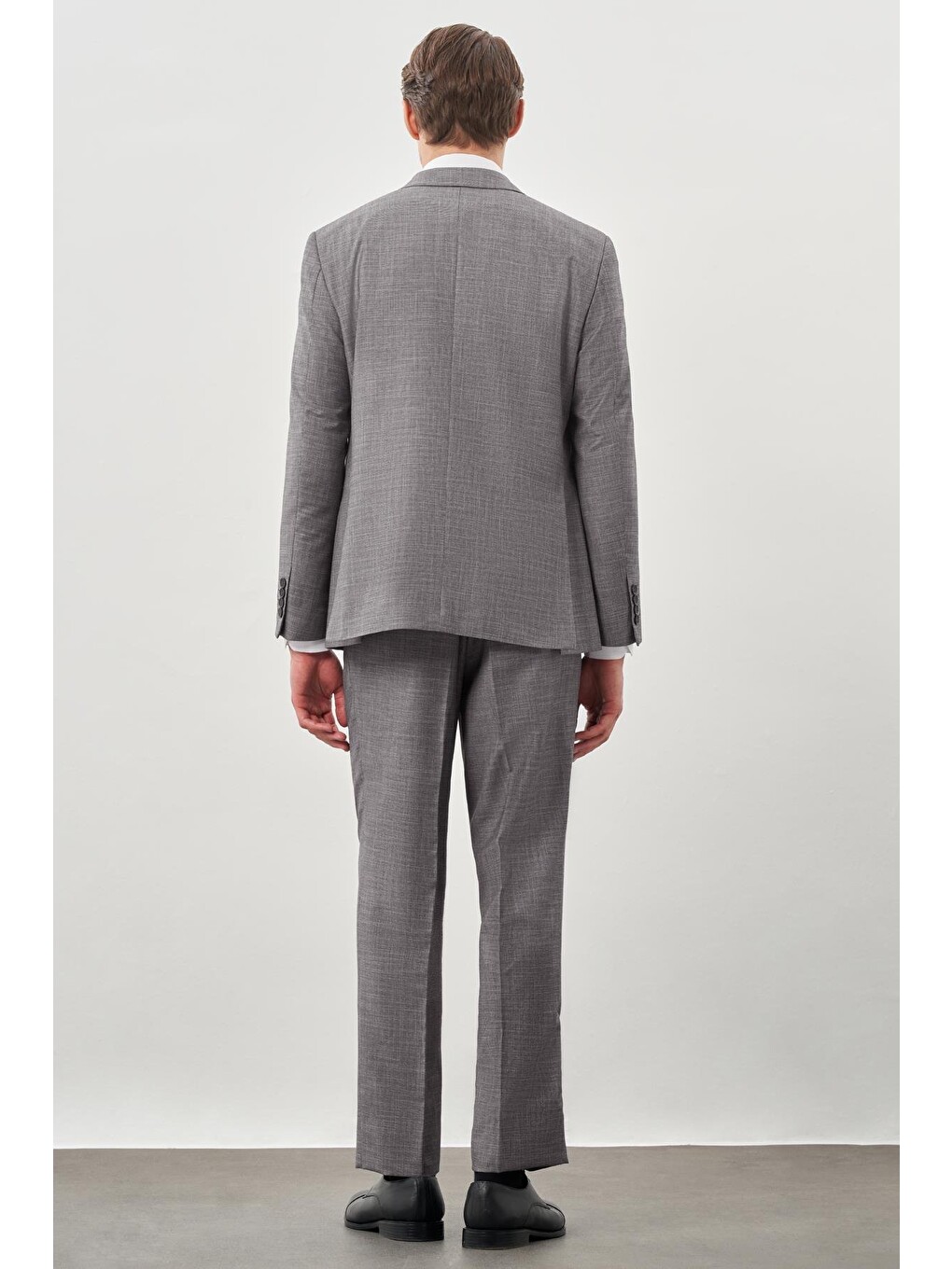 Gri Kendinden Mono Yaka Çift Yırtmaç 2 Düğme 4 Drop Comfort Fit Classic Takım Elbise 1001245161-4